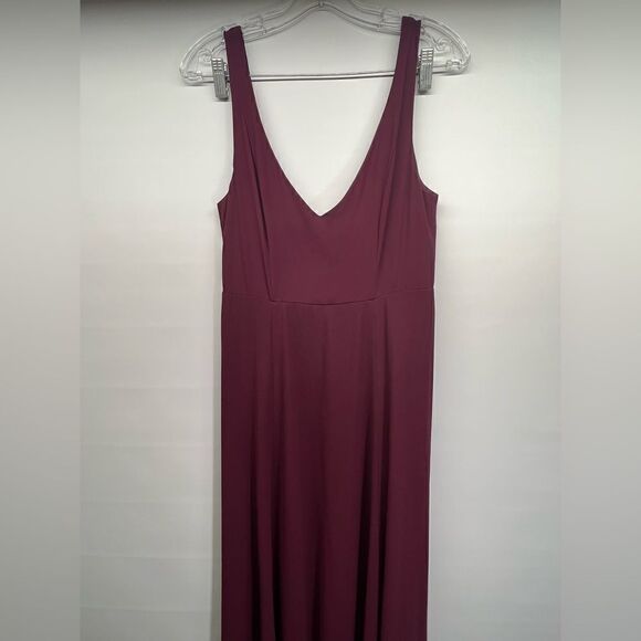 Show Me Your MuMu Jenn Maxi Sleeveless Bridesmaid Gown Dress in Merlot Chiffon M - Picture 5 of 14